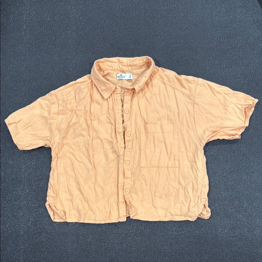 Hollister Orange Button-Up Shirt (S)